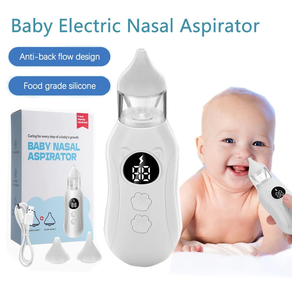 Baby Electric Nasal Aspirator Nose Suction Device Food Grade Silicone Mouthpiece 9 Suction Modes Nose Cleaner for Baby Nursing