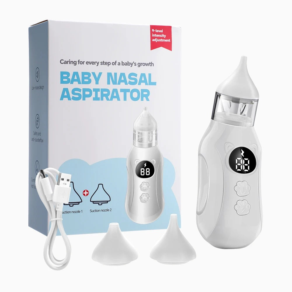 Baby Electric Nasal Aspirator Nose Suction Device Food Grade Silicone Mouthpiece 9 Suction Modes Nose Cleaner for Baby Nursing
