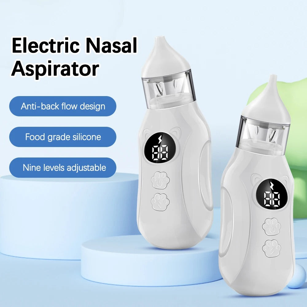 Baby Electric Nasal Aspirator Nose Suction Device Food Grade Silicone Mouthpiece 9 Suction Modes Nose Cleaner for Baby Nursing