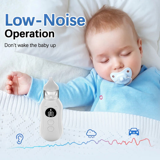 Baby Electric Nasal Aspirator Nose Suction Device Food Grade Silicone Mouthpiece 9 Suction Modes Nose Cleaner for Baby Nursing