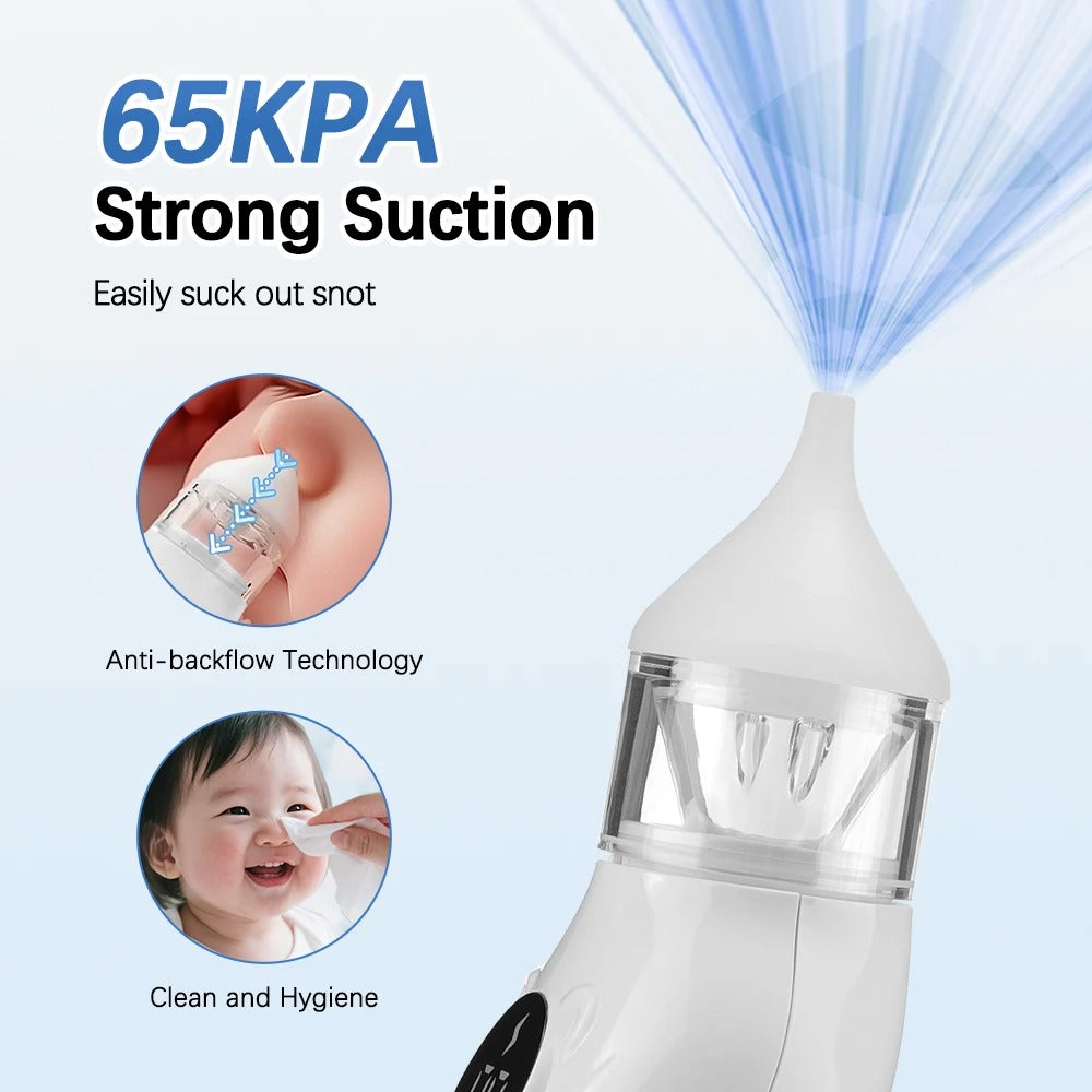 Baby Electric Nasal Aspirator Nose Suction Device Food Grade Silicone Mouthpiece 9 Suction Modes Nose Cleaner for Baby Nursing