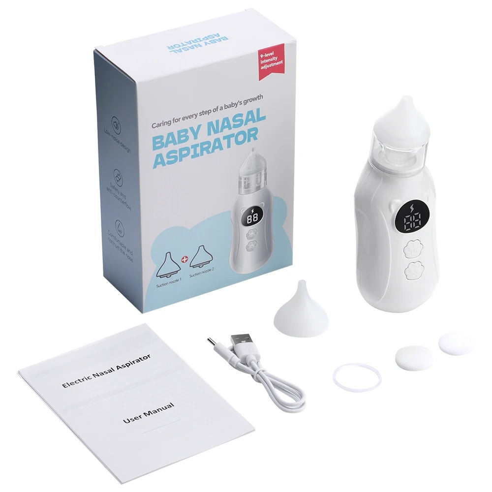 Baby Electric Nasal Aspirator Nose Suction Device Food Grade Silicone Mouthpiece 9 Suction Modes Nose Cleaner for Baby Nursing